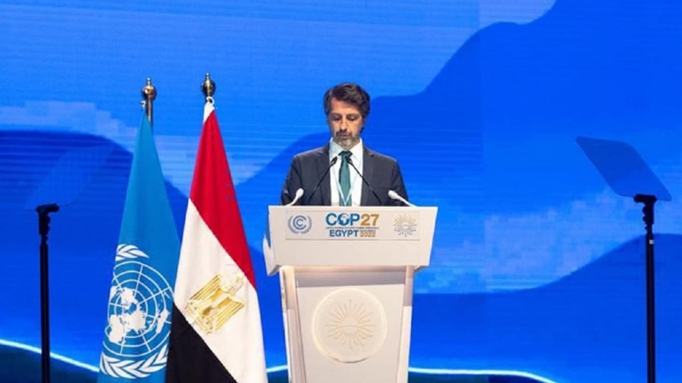 Ministro do Meio Ambiente, Joaquim Leite, discursa na COP27, no Egito