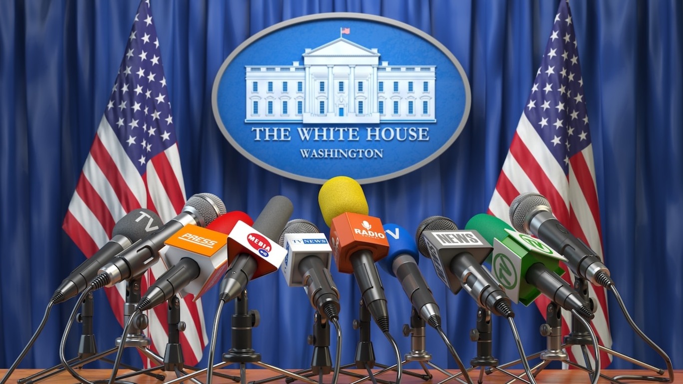 Púlpito da sala de imprensa da Casa Branca