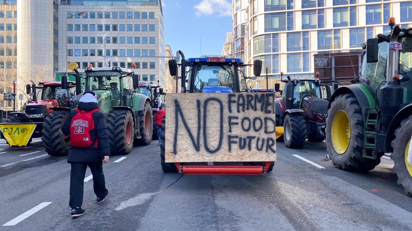 Protesto de agricultores em Bruxelas, Bélgica