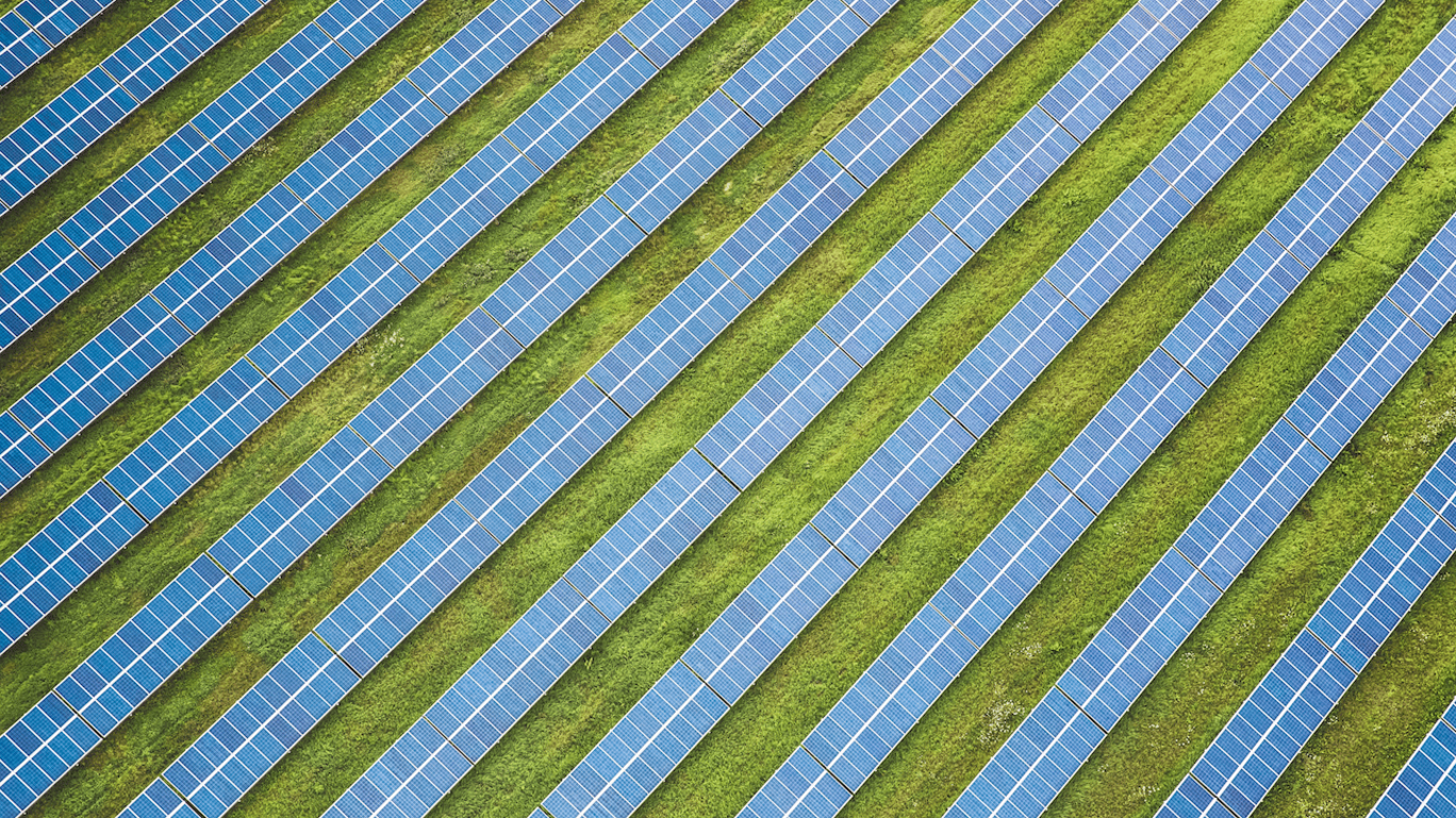 Paineis fotovoltaicos em fazenda de energia solar