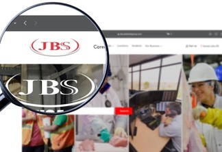 Ilustração mostra lupa sobre o logotipo da JBS