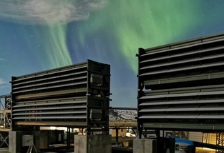 A planta de captura de CO2 do ar da Climeworks, na Islândia