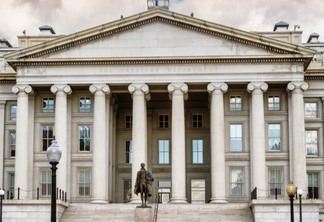 A fachada do Departamento do Tesouro americano, em Washington
