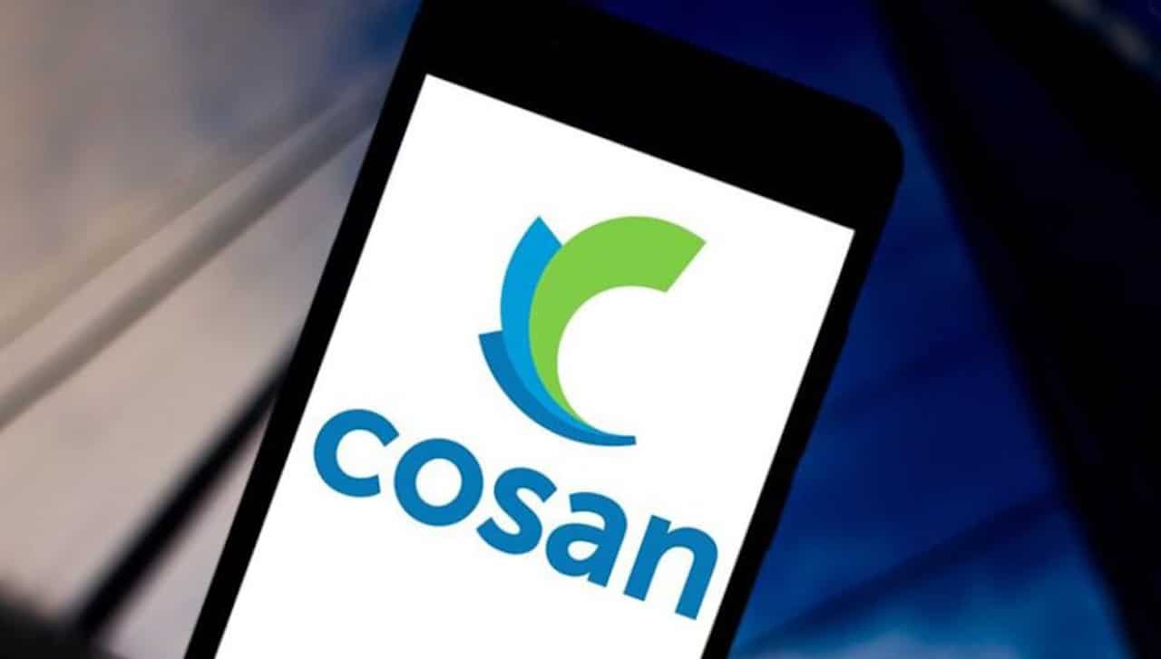 Logotipo da Cosan na tela de smartphone Logotipo da Cosan na tela de smartphone