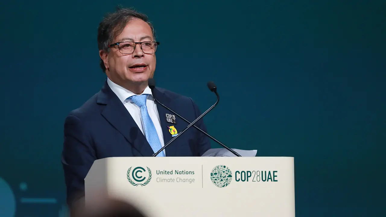 O presidente da Colômbia, Gustavo Petro, discursa na COP28 O presidente da Colômbia, Gustavo Petro, discursa na COP28